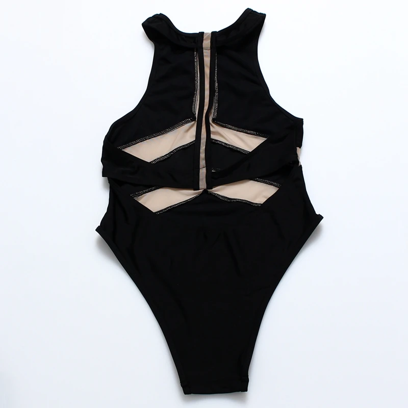 Suittop Maillot De Bain Femme 2017 Горячая сплошной черный высокой Резка спинки Сексуальная Для