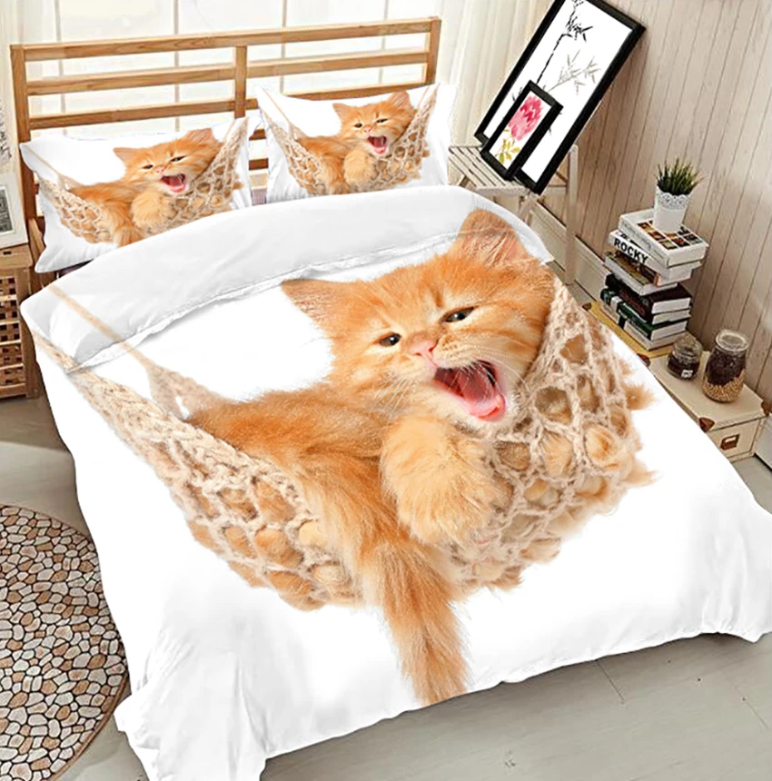 

California king Luxury cat bedding set 3D bedding sets bedsheet Pillowcase duvet bed cover flat sheet juegos de cama