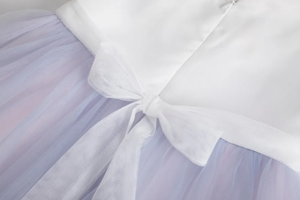 Новинка 2019 Сетчатое платье принцессы с жемчугом для девочек детские платья