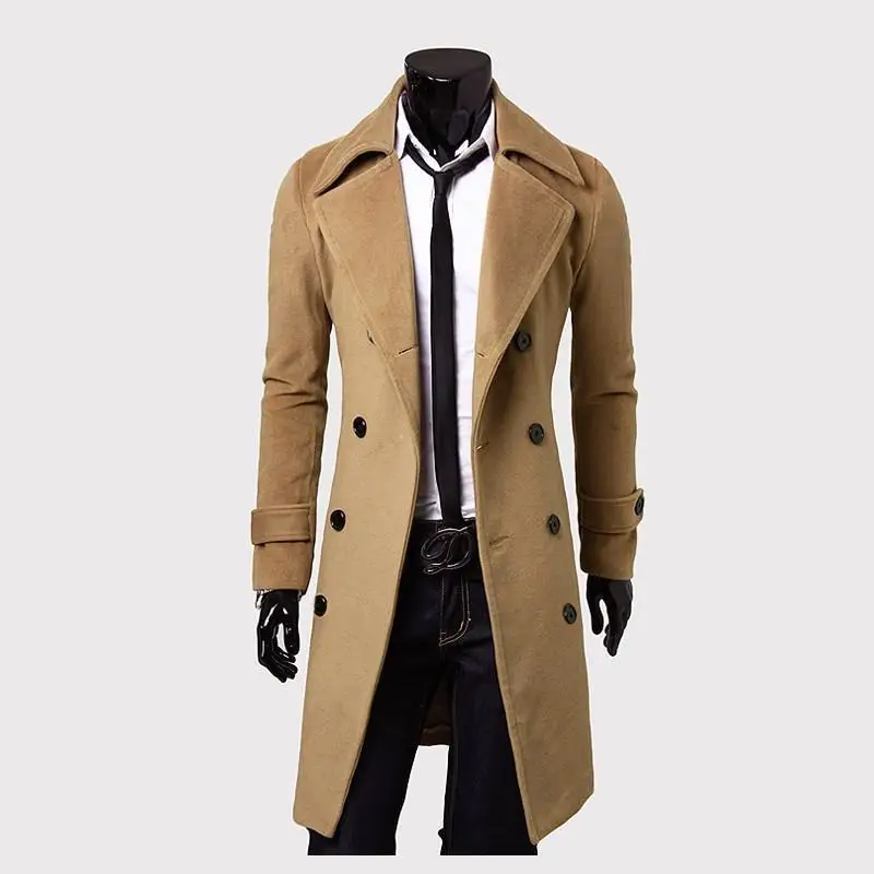 

Mens Trench Coat 2020 New Fashion Designer Men Long Coat Autumn Winter Double-breasted Windproof Slim Trench Coat Men Plus Size