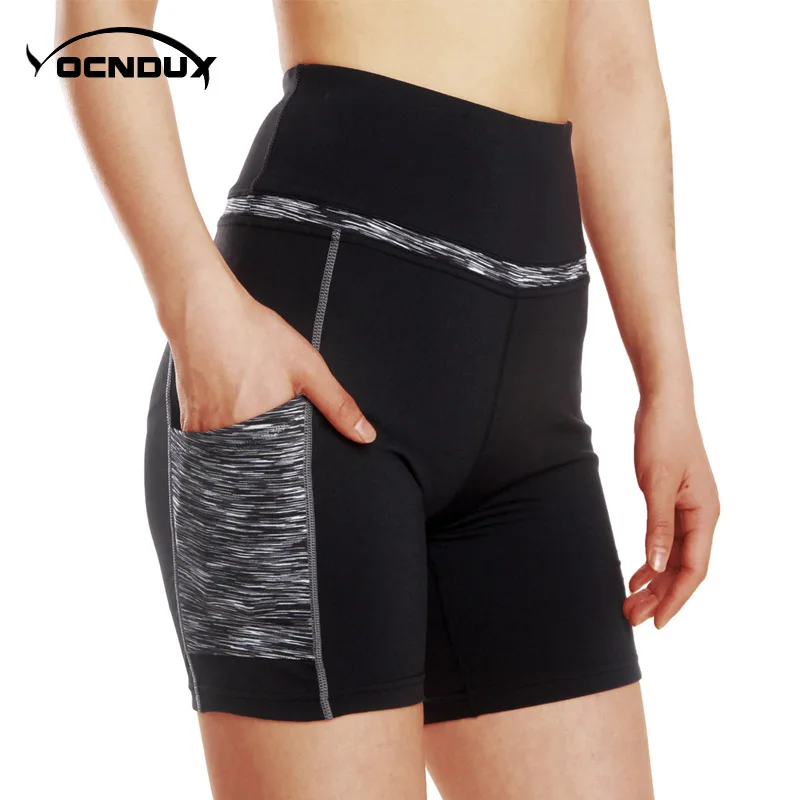 Gray black Yocndux женские профессиональные спортивные шорты для бега быстросохнущие высококачественные облегающие шорты для йоги эластичные фитнес-шорты - Цвет: Gray black