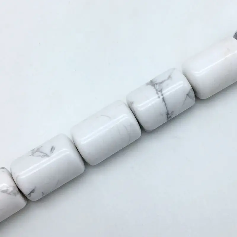 white howlite Новые каменные трубчатые бусины цилиндрическая круглая колонна гладкая бусина Размер 10 мм 10x14 мм 15 дюймов DIY ювелирных изделий - Цвет: white howlite