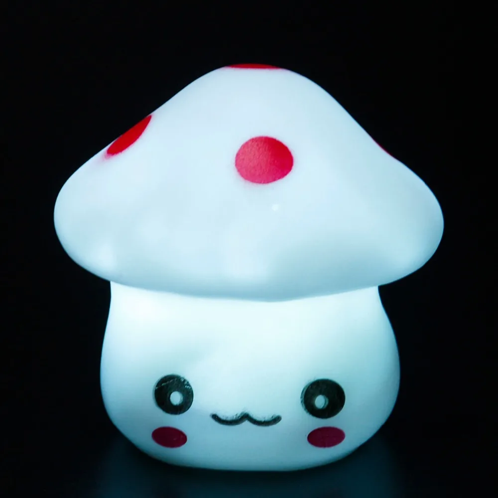 Lovely Mushroom Night Light Colorful Led Lamp With Button Cell Power For Baby Bedroom Sleep Gift | Освещение