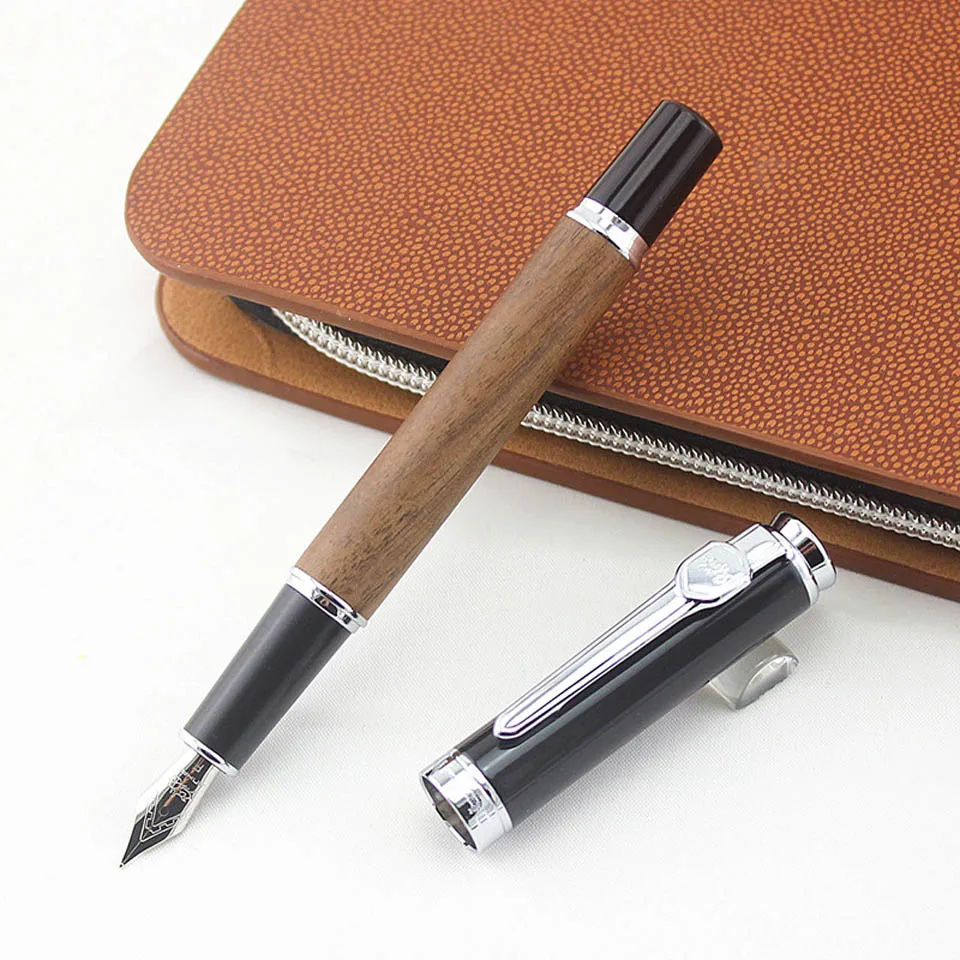 JINHAO металл+ деревянная Роскошная шариковая ручка и серебряный зажим синие и черные чернила авторучки для офиса Бизнес шариковая ручка - Цвет: 1 Fountain Pen