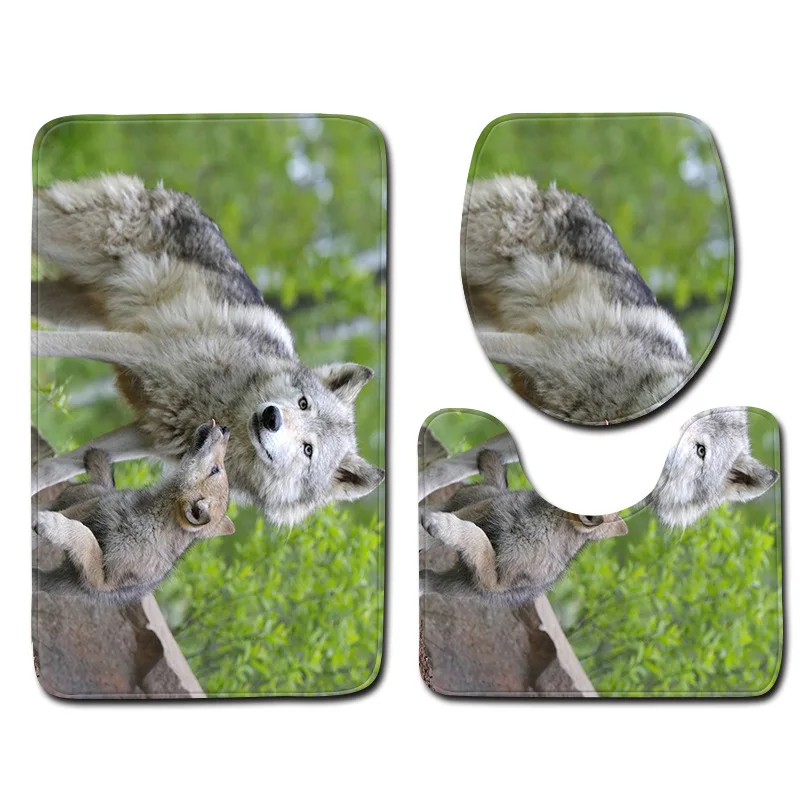 Zeegle с принтом волка Ванная комната коврик для девочек комплект из 3 вещей коврики