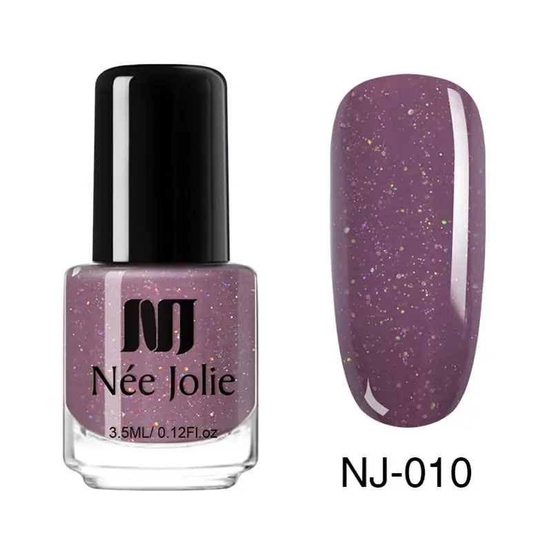 Pink glitter NJ-010 NEE JOLIE летний Блестящий лак для ногтей 3,5 мл обычный лак для ногтей зеркальный эффект Быстросохнущий лак для украшения ногтей - Цвет: Pink glitter NJ-010