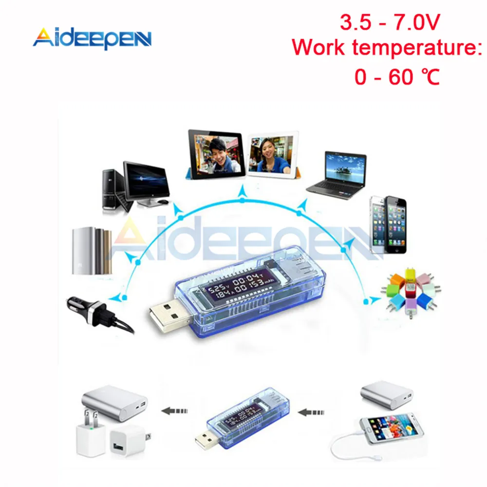 3/4 цифр USB зарядное устройство Доктор цифровой зарядки батареи Вольтметр Амперметр измеритель тока USB детектор умная функция - Цвет: USB Tester
