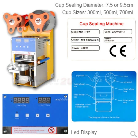 Цифровой дисплей ручная машина для запечатывания стаканчиков