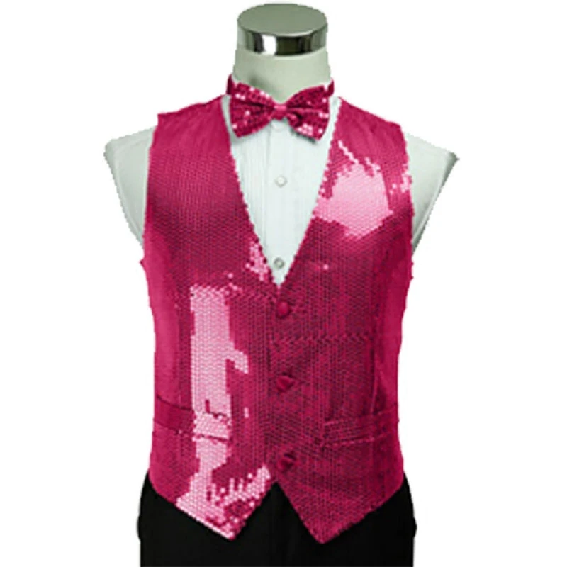 Мужской новый блестящий тканевый модный тонкий жилет красный желтый для ночного