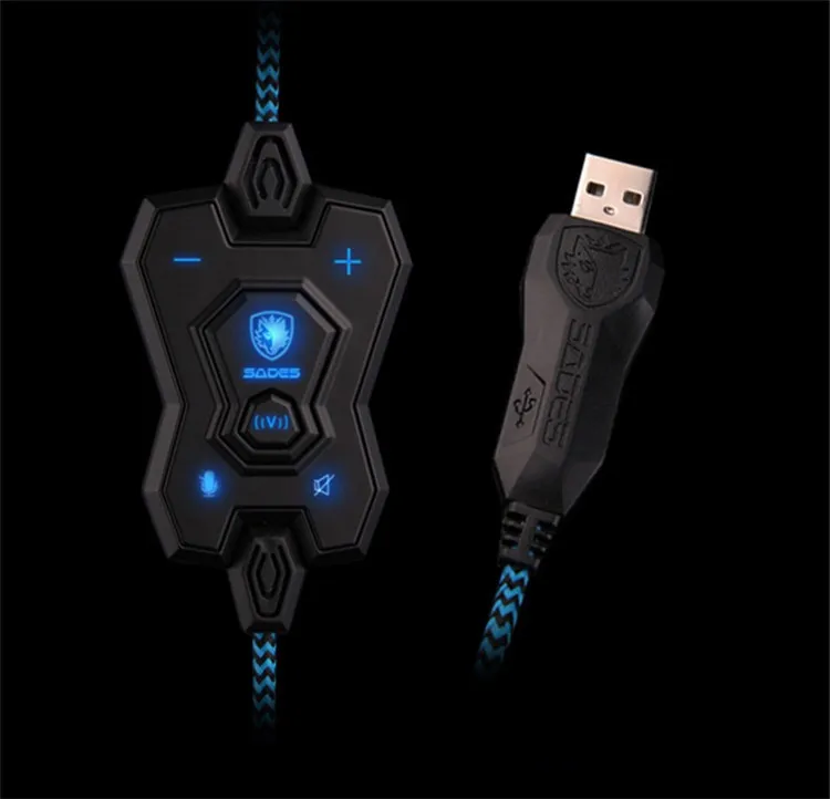 SADES A60, USB 7,1, объемный звук, профессиональная игровая гарнитура, геймер, вибрация, супер бас, Накладные наушники, стерео наушники с микрофоном для ПК, игры