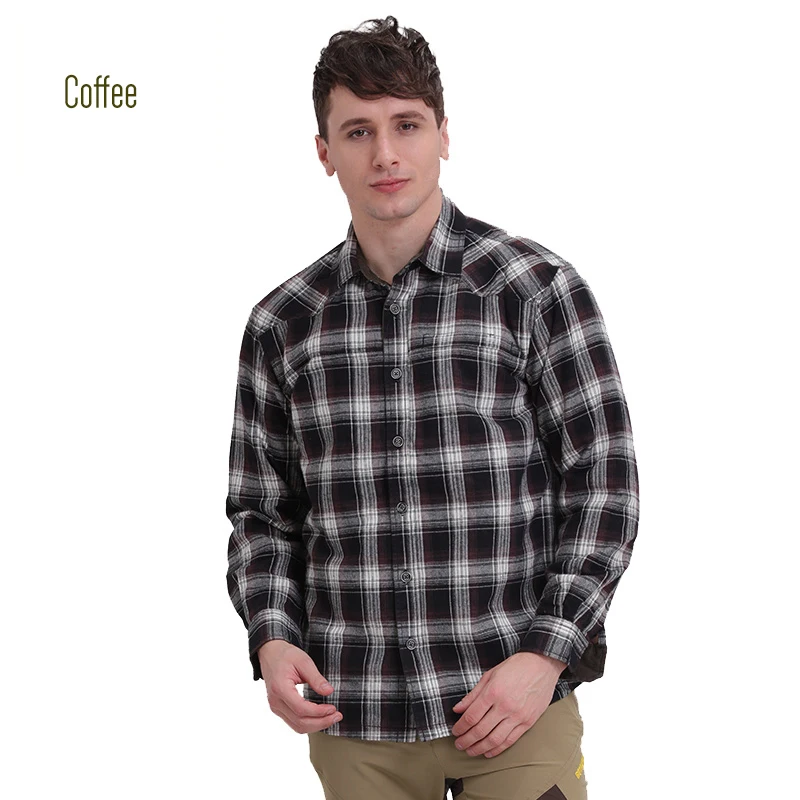 ROYALWAY Brand Camping Hiking Shirts Men With Fleeces Fishing Super Thermal Winter Good Quality#RTM1461D - Цвет: MJ0752 Coffee