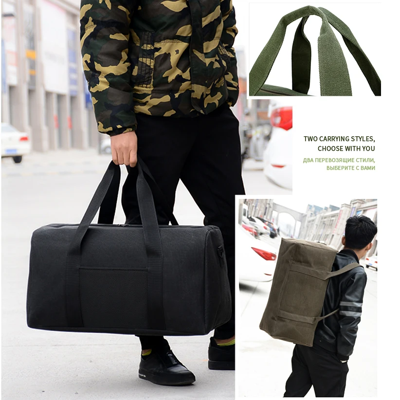 MARKROYAL Мужская холщовая дорожная сумка для багажа вместительная мужская через - Фото №1