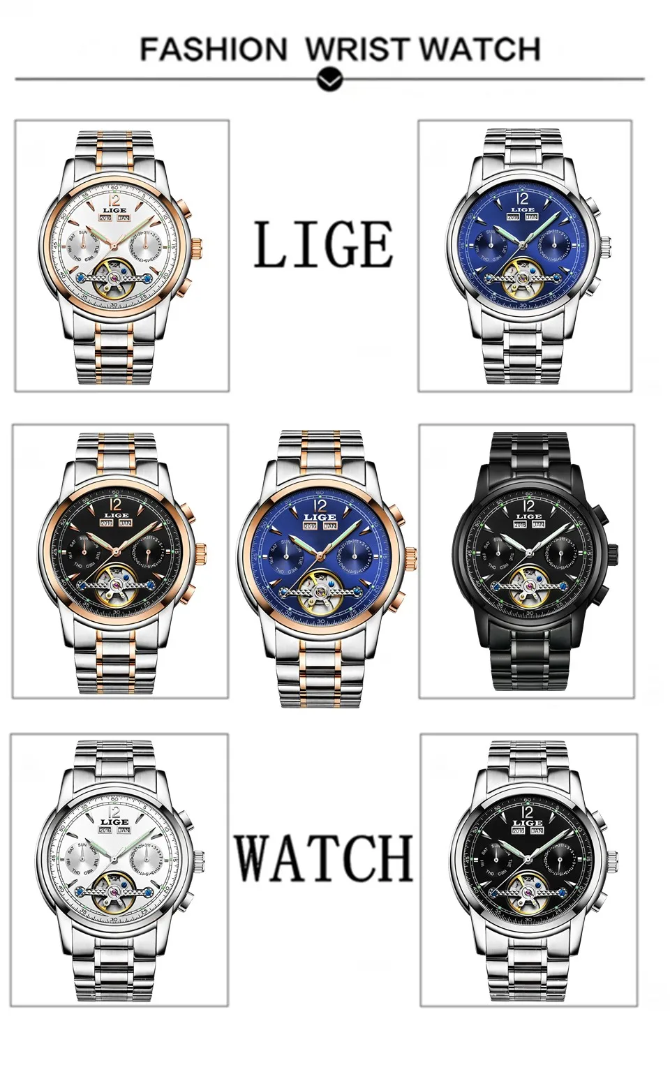 Мужские часы Роскошные Лидирующий бренд LIGE Tourbillon механические Спортивные часы мужские модные деловые мужские автоматические часы Relogio Masculino