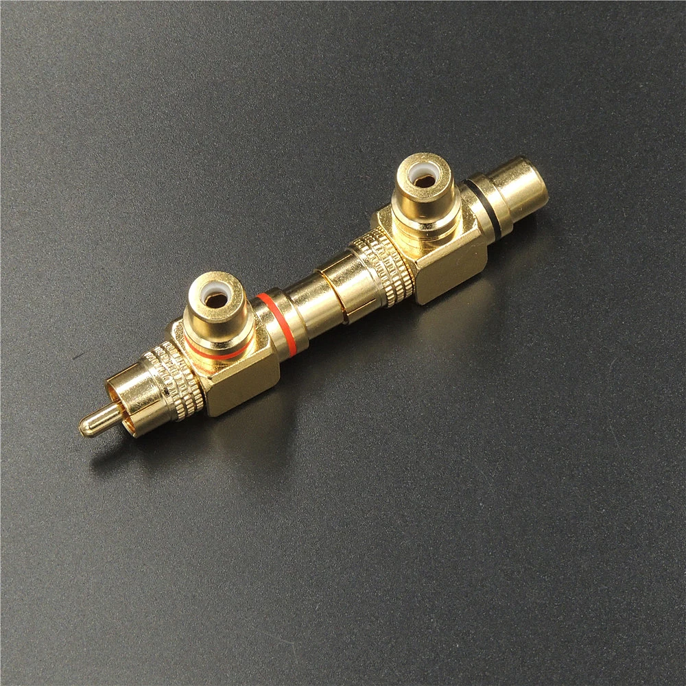 Высококачественный позолоченный разветвитель RCA штекер на 2 гнезда адаптер AV Video