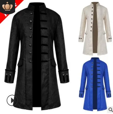 

Explosive men's medieval men's jacket jacket windbreaker long retro collar