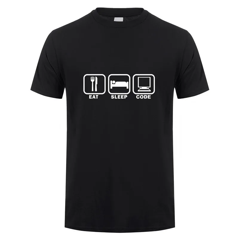 Eat Sleep код повторить подарок для Geek программист хакер футболка Для мужчин из