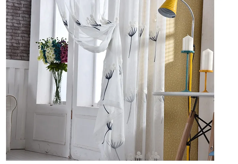 Одуванчик узор вышитые прозрачные шторы Готовые|sheer curtains|sheer curtains patternsheer pattern |