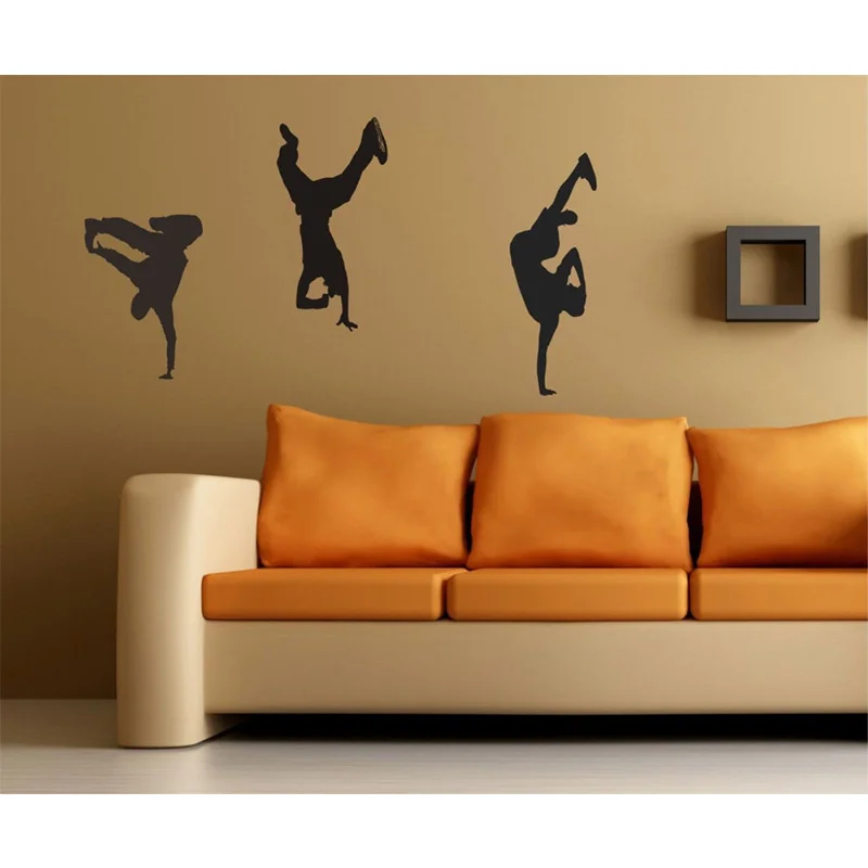 

POOMOO Wall Sticker Breakdancers Wall Decals removable dancer stickers bboy Hip Hop Rap breakdance
