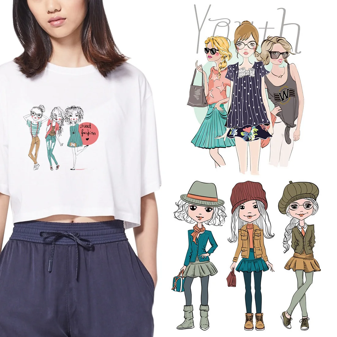 Модный стикер с аппликацией футболка одежда сделай сам утюжок для перекачки