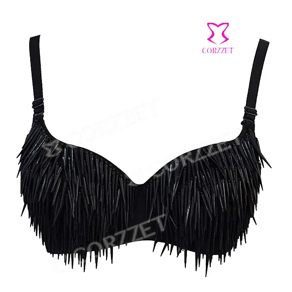 Женский бюстгальтер с шипами сексуальный пуш-ап в стиле панк золотыми черными