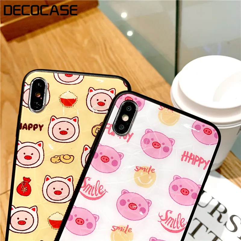 DECOCASE милые забавные свиньи желтые розовые летние женские силиконовые чехлы для