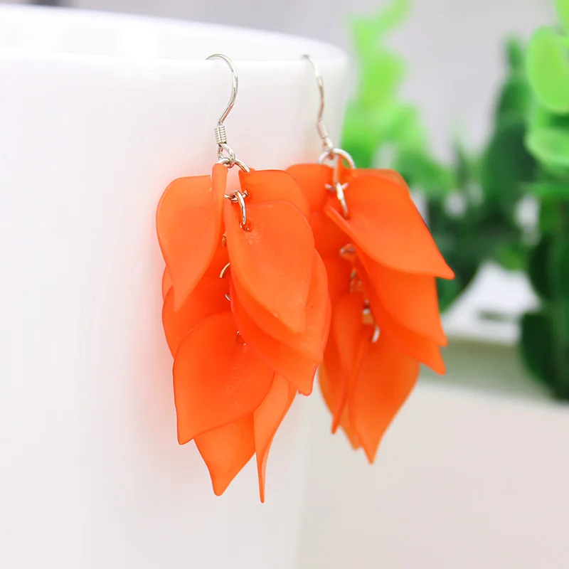 Висячие серьги с акриловыми листьями летние ярких цветов 2019|Серьги-подвески| |