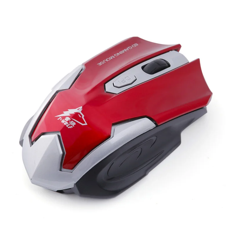 T-WOLF Q7 Бесшумная Беспроводная оптическая мышь для геймеров 2,4 GHz PC игровые мыши 2400 dpi Регулируемая эргономичная мышь для ноутбука/ПК компьютера - Цвет: Red