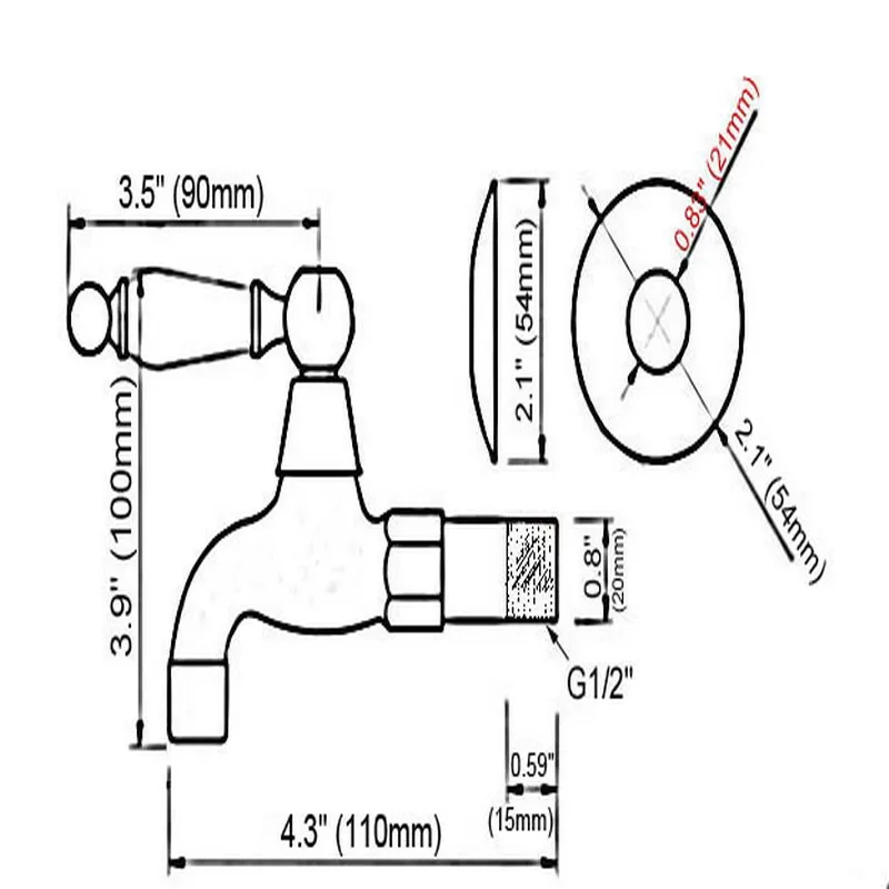 antique red copper one handle kitchen faucet wall mounted laundry bathroom mop water tap garden washing machine faucet aav325 free global shipping