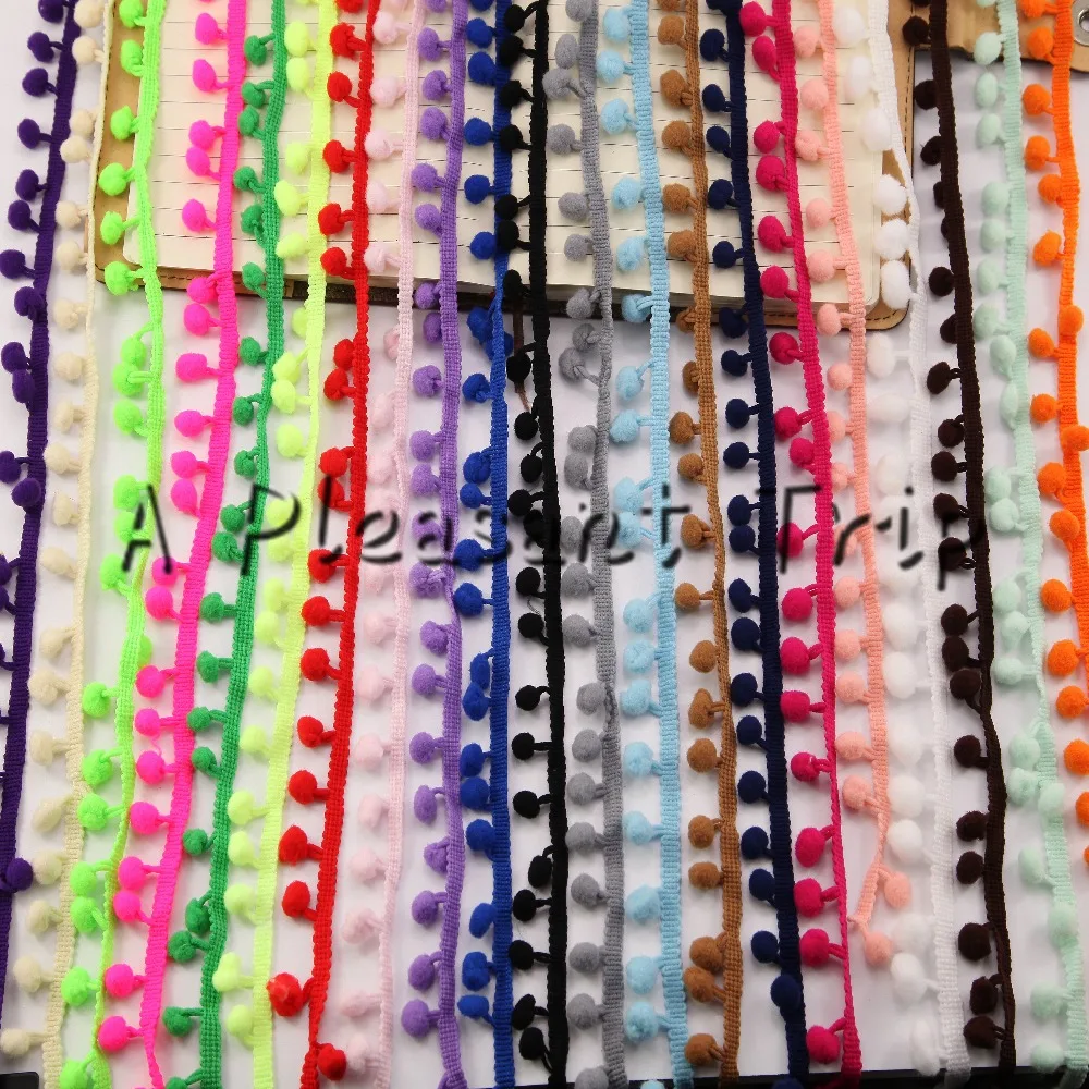 40 ярдов атласная лента кружевной лентой помпонами 20 мм (10 pom размер) помпон