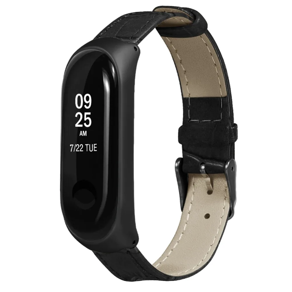 HANGRUI mi band 3 наручные часы на кожаном ремешке ремешок для Xiaomi mi band 3 умный браслет с металлической пряжкой черный чехол из розового золота ремни