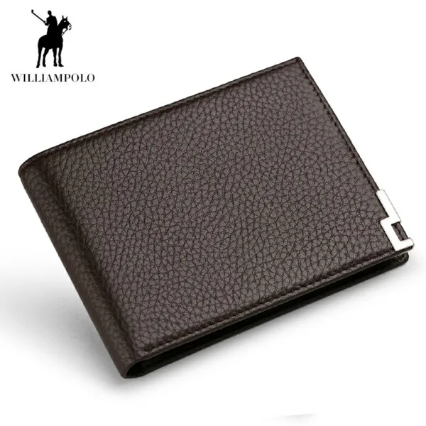 Маленький тонкий мужской кошелек из натуральной кожи от бренда WILLIAMPOLO, короткий, на каждый день, роскошный, для кредитных карт, для удостоверения личности, кошелек, модный, с машинкой, для мужчин ts - Цвет: Brown
