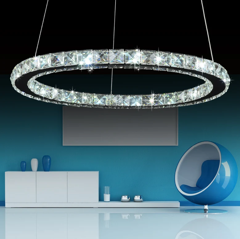 Современная хромированная люстра с кристаллами кольцо со стразами Светодиодная