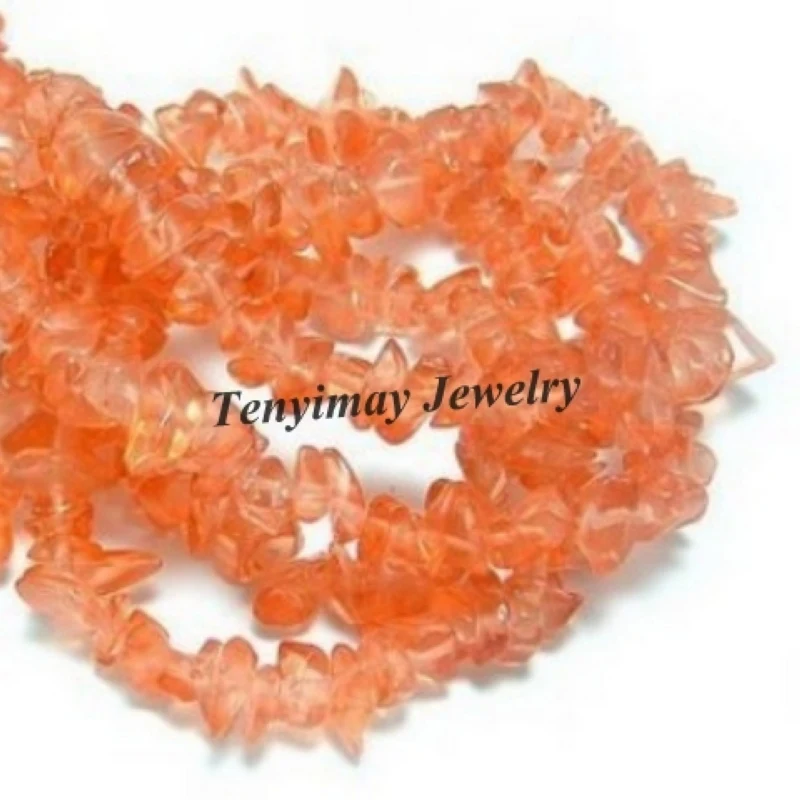 Оранжевые зеркальные бусины неправильной формы из стекла 5 нитей оптовая продажа