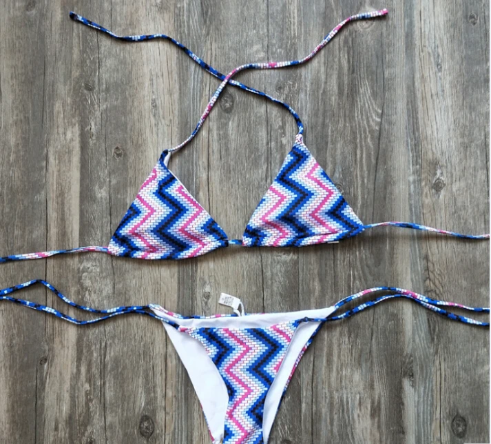 New Women sexy Swimwear Push Up Padded Bra Bikini Set striped Bathing Suit low waist Swimsuit bandage backless Beachwear 2018 | Спорт и
