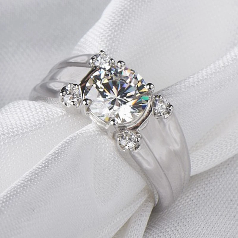 Кольцо VVS H 0 3 карат с круглыми огранками Moissanite Lab мужское кольцо для свадьбы