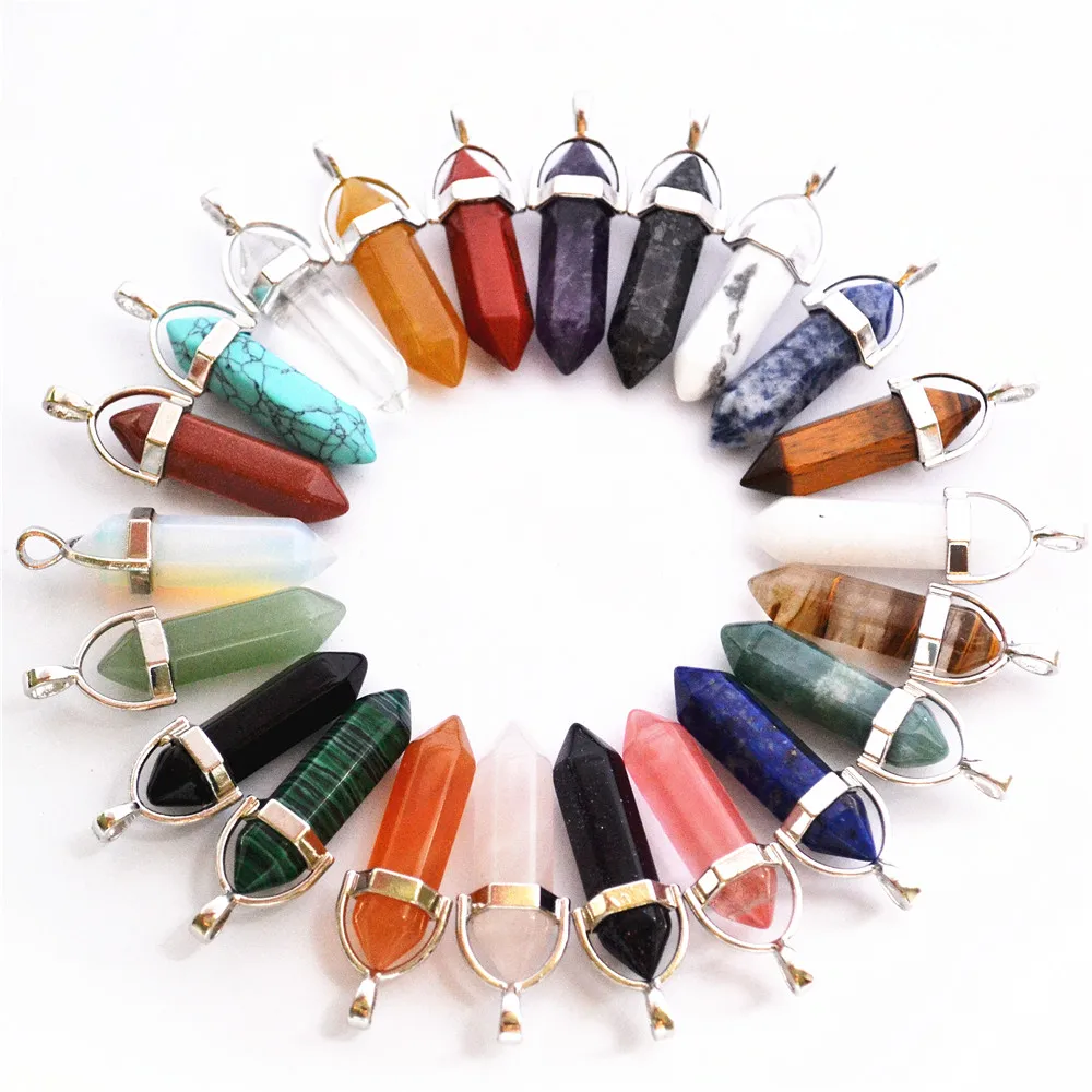 

Hot!New 2022 Mix Color Fashion Natural Stone Column Pillar Point Pendants & Necklaces For Making Diy Jewelry 50pcs Free Shipping