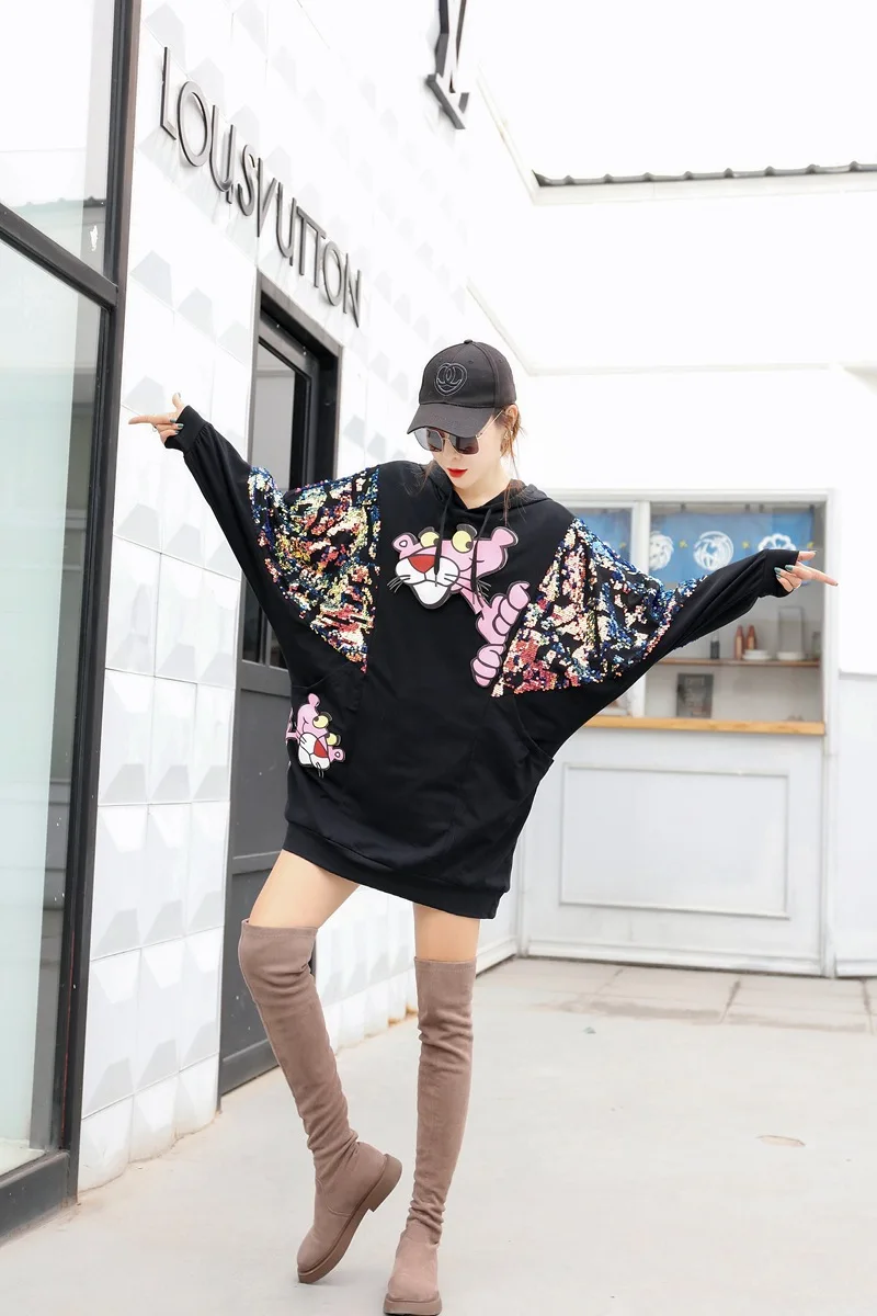 Женский High Street мультфильм лоскутный свитер рукав &quotлетучая мышь&quot повседневное