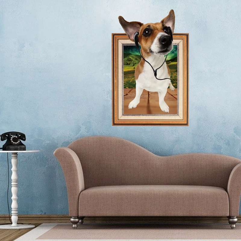 3D наклейки на стену с изображением собаки домашний декор гостиная спальня