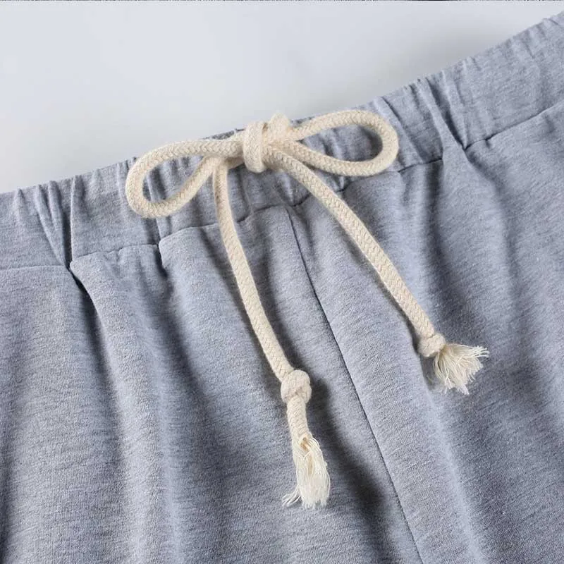 

Hole Lace Up Joggers Hip Hop Women Pants Solid Loose Streetwear Drawstring Harem Female Trousers Sweatpants