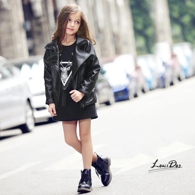 Осень 2018 г. Большие платья для девочек платье с кисточками черный флисовая