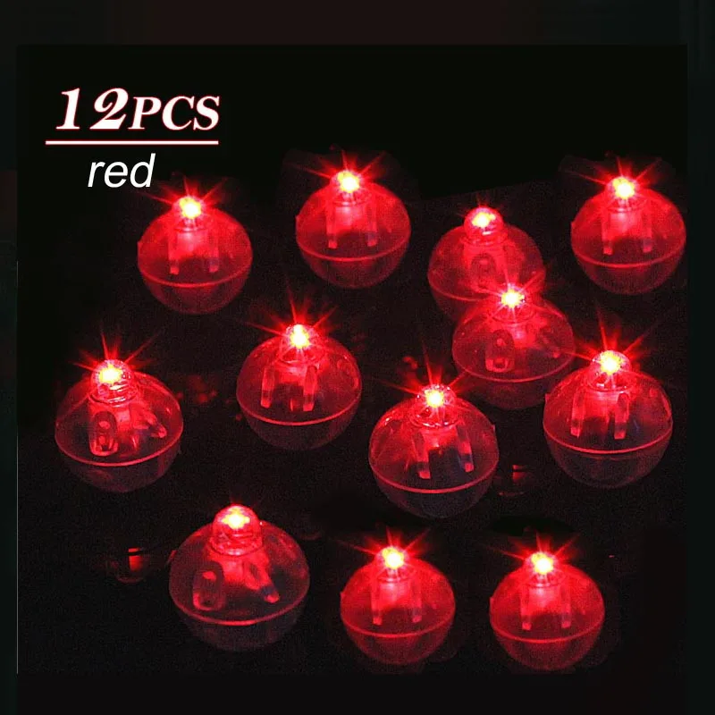 red 12 шт./лот, светодиодные шары, круглые шары, тумблер, светящиеся огни, светящиеся бар, Рождественские Свадебные декоративные лампы, фонарь, светодиодный шар - Цвет: red