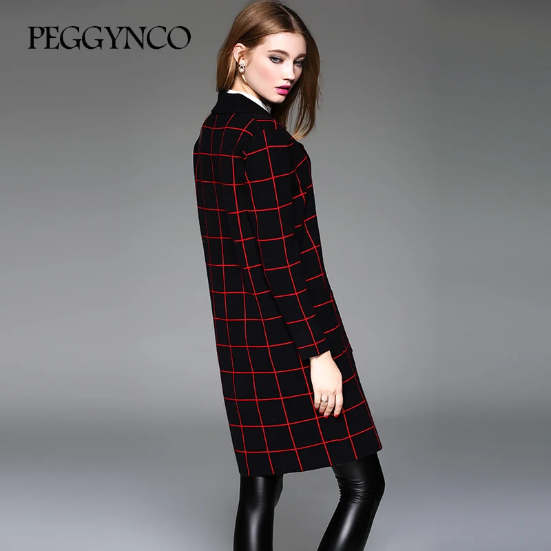 PEGGYNCO 2017 Women Long Cardigans Winter Grey Black Knitting Sweater Big Cardigan Jacket Coat MY2017310 |