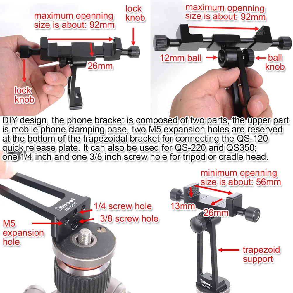 Универсальное Крепление для штатива на 360 градусов с поворотным кронштейном
