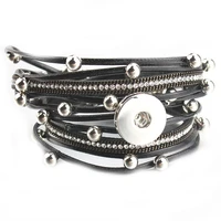 new snap button jewelry leather 18mm snap button bracelet punk multilayer leather bracelet lederen armband snaps jewelry