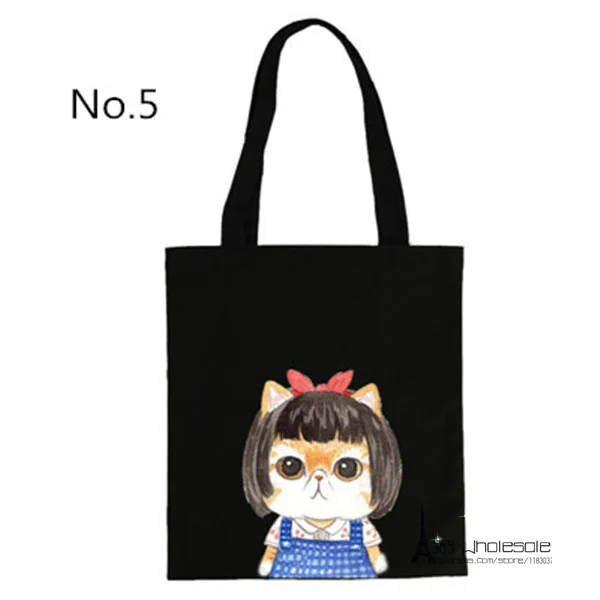 Free shipping 15 styles for choose Cute Cats Canvas Shoulder Bag Beauty Dressing Funny Attitude Eco-friendly storage friend gift | Дом и сад