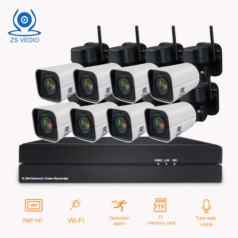 8-канальная домашняя беспроводная 8 ip-камера hd nvr 1080p система видеонаблюдения wifi ИК наружная 2-мегапиксельная камера видеонаблюдения комплект системы безопасности