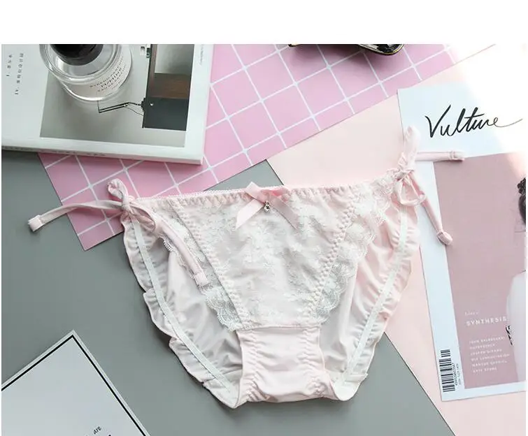 Трусики женские кружевные с бантом и жемчугом в японском стиле|pearl underwear|underwear