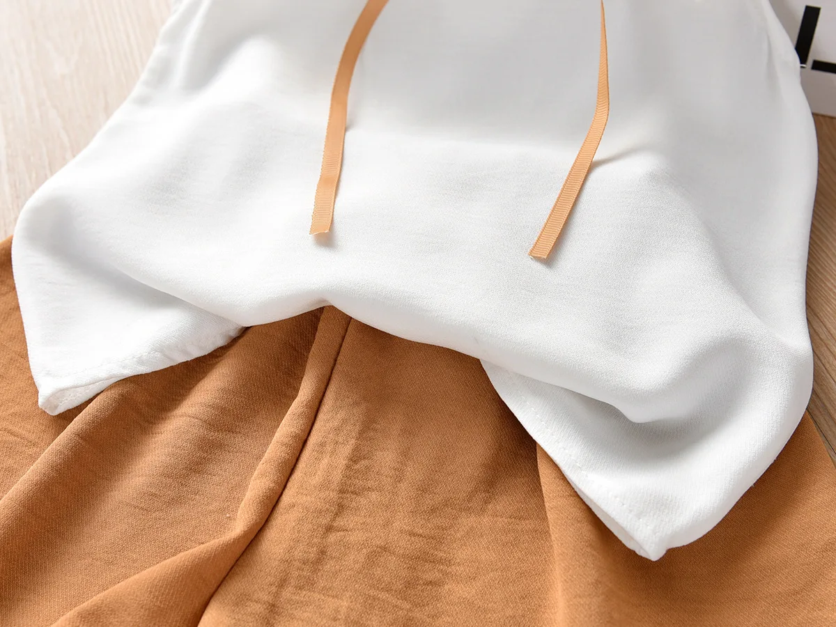 Детские костюмы шифоновый жилет топы+ шорты комплекты одежды для новорожденных девочек милый воротник бант без рукавов стиль летний костюм для девочек