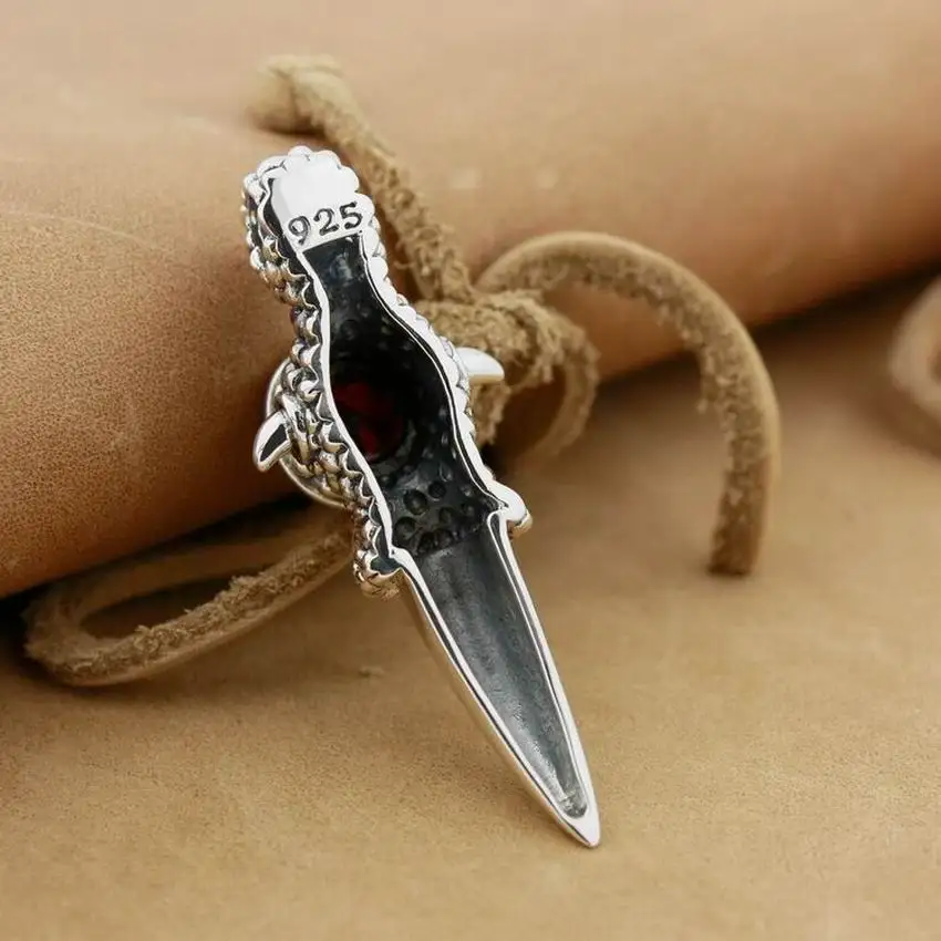 

LINSION 925 Sterling Silver Huge Dragon Claw White CZ Mens Biker Rock Punk Pendant 8X014