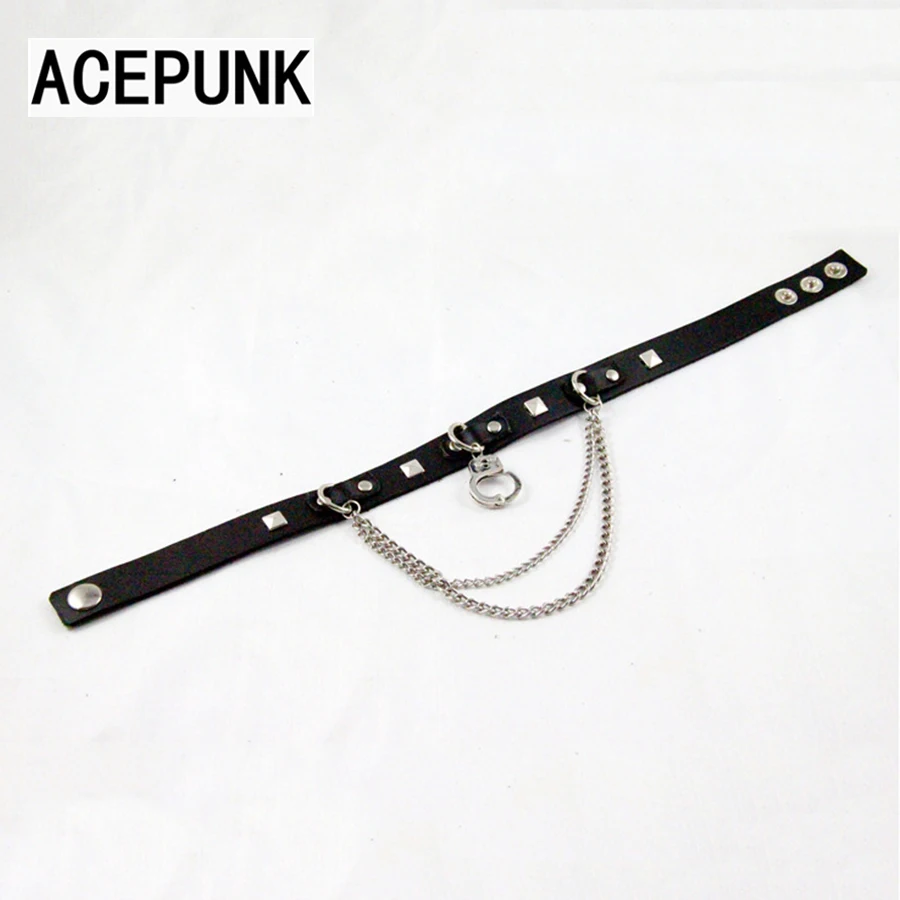 Панк заклепки черный кожаный воротник запонки многослойные ожерелья чокер для